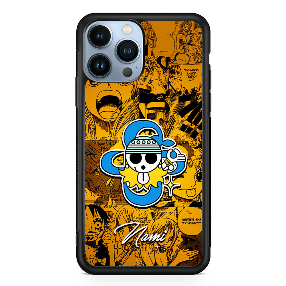 One Piece Nami Logo Comic iPhone 14 Pro Max Case-Phone Case-Rubber Black (2D Case)-Altracase