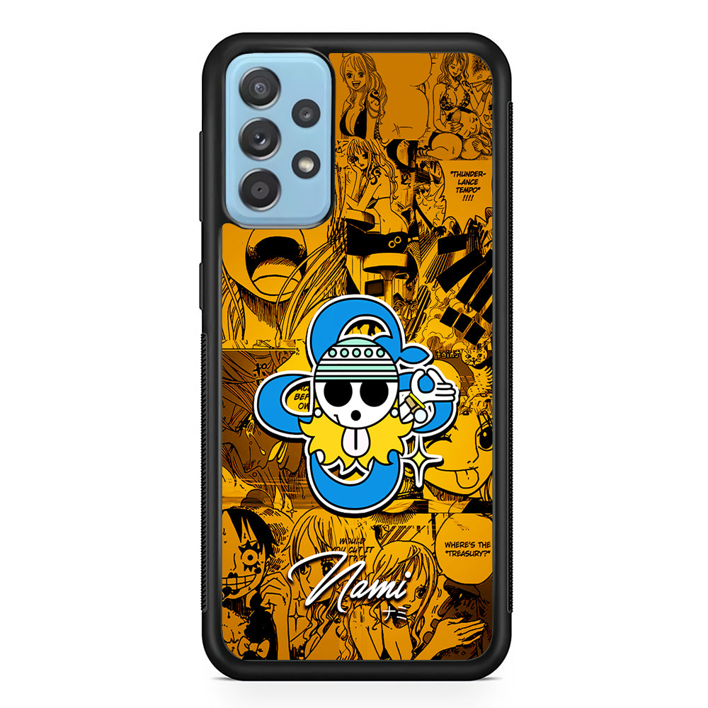 One Piece Nami Logo Comic Samsung Galaxy A72 Case-Phone Case-Rubber Black (2D Case)-Altracase