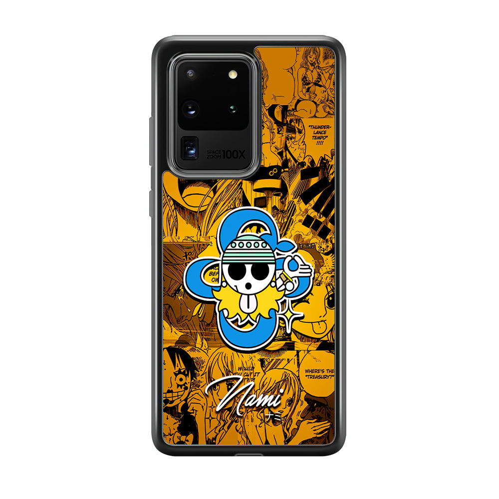 One Piece Nami Logo Comic Samsung Galaxy S20 Ultra Case-Phone Case-Rubber Black (2D Case)-Altracase