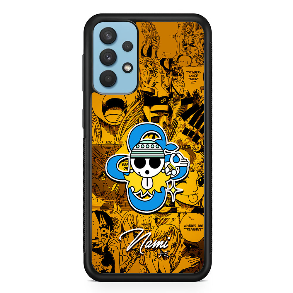 One Piece Nami Logo Comic Samsung Galaxy A32 Case-Phone Case-Rubber Black (2D Case)-Altracase