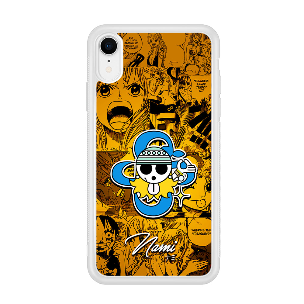 One Piece Nami Logo Comic iPhone XR Case-Phone Case-Rubber White (2D Case)-Altracase