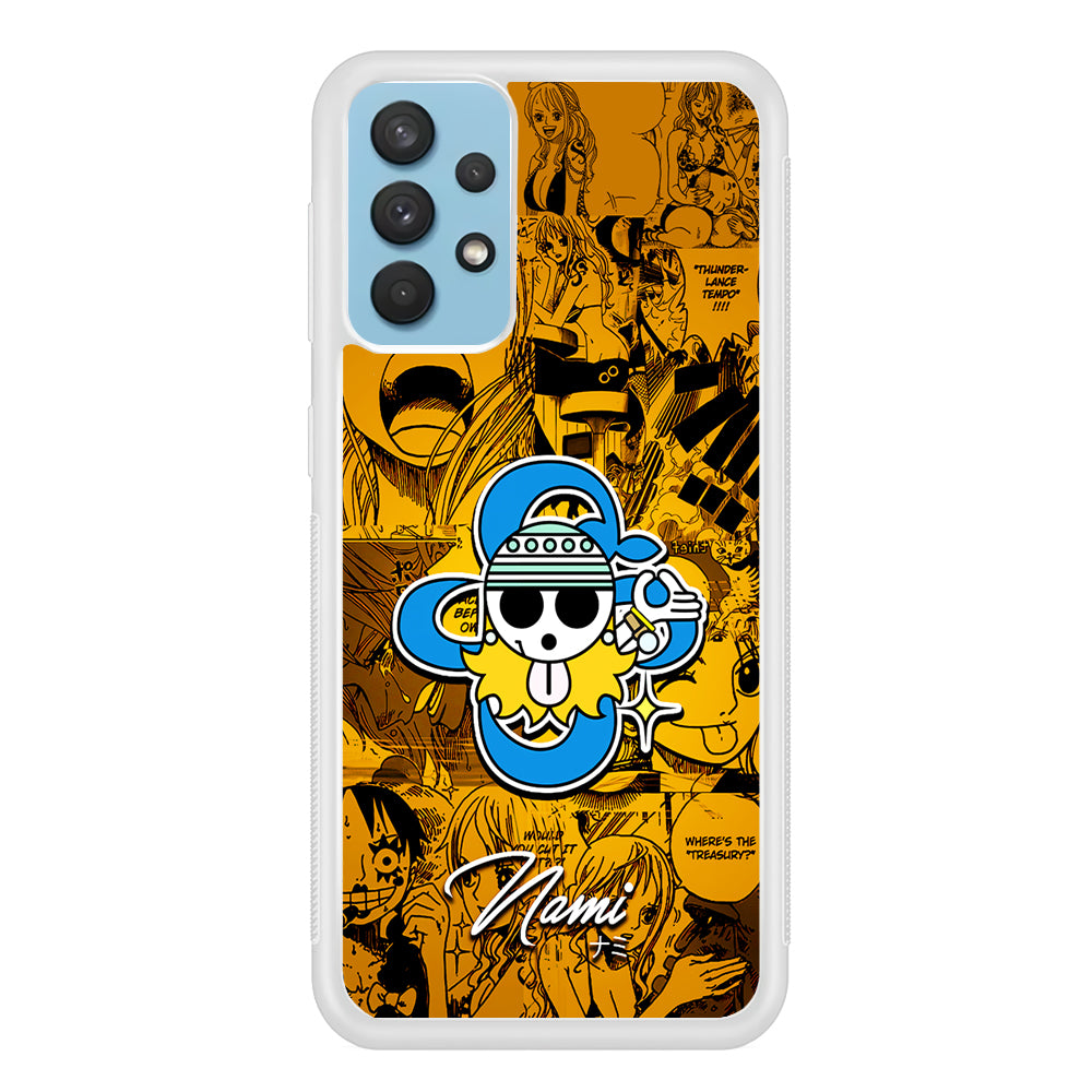 One Piece Nami Logo Comic Samsung Galaxy A32 Case-Phone Case-Rubber White (2D Case)-Altracase