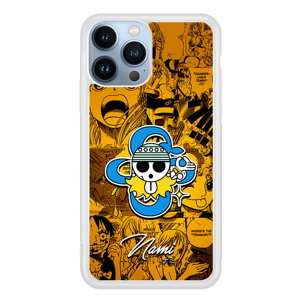One Piece Nami Logo Comic iPhone 15 Pro Max Case-Phone Case-Rubber White (2D Case)-Altracase