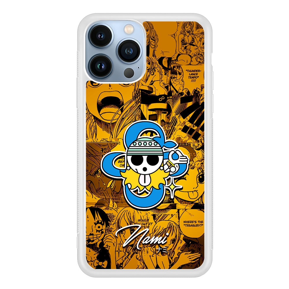 One Piece Nami Logo Comic iPhone 14 Pro Max Case-Phone Case-Rubber White (2D Case)-Altracase