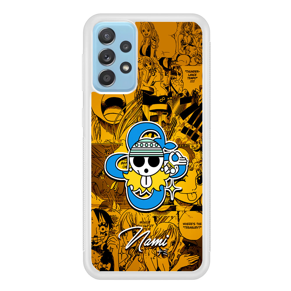 One Piece Nami Logo Comic Samsung Galaxy A72 Case-Phone Case-Rubber White (2D Case)-Altracase