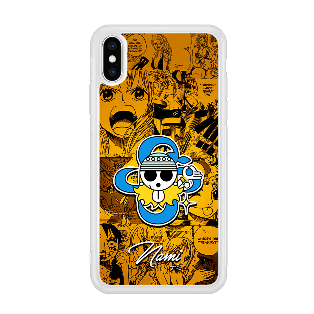 One Piece Nami Logo Comic iPhone Xs Case-Phone Case-Rubber White (2D Case)-Altracase