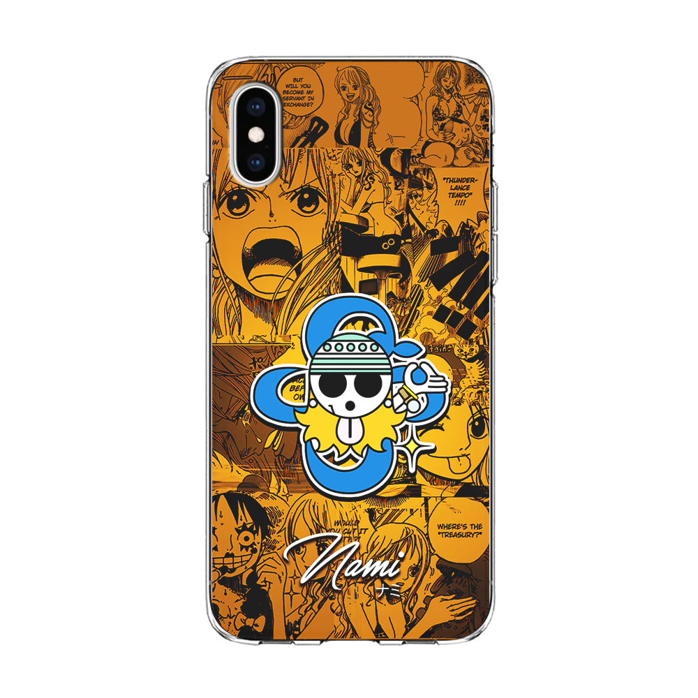 One Piece Nami Logo Comic iPhone Xs Case-Phone Case-Clear Soft Case-Altracase