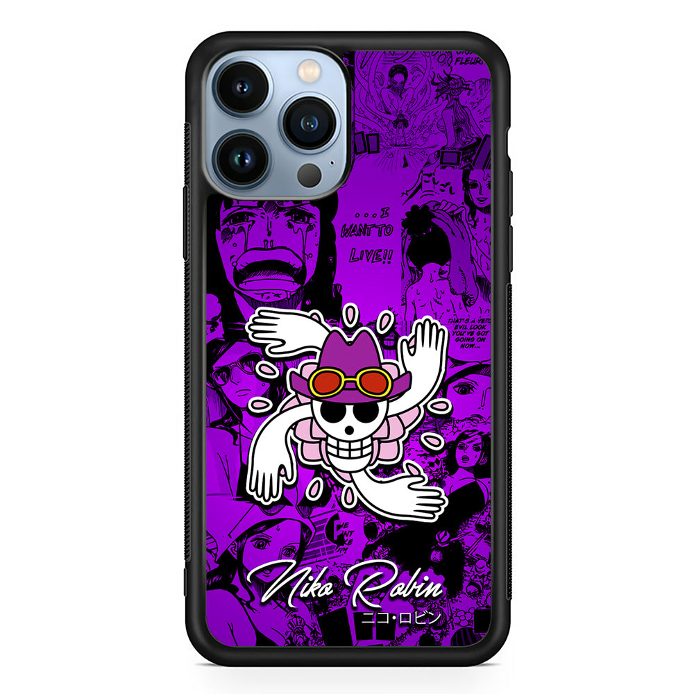 One Piece Robin Comic iPhone 15 Pro Max Case-Phone Case-Rubber Black (2D Case)-Altracase