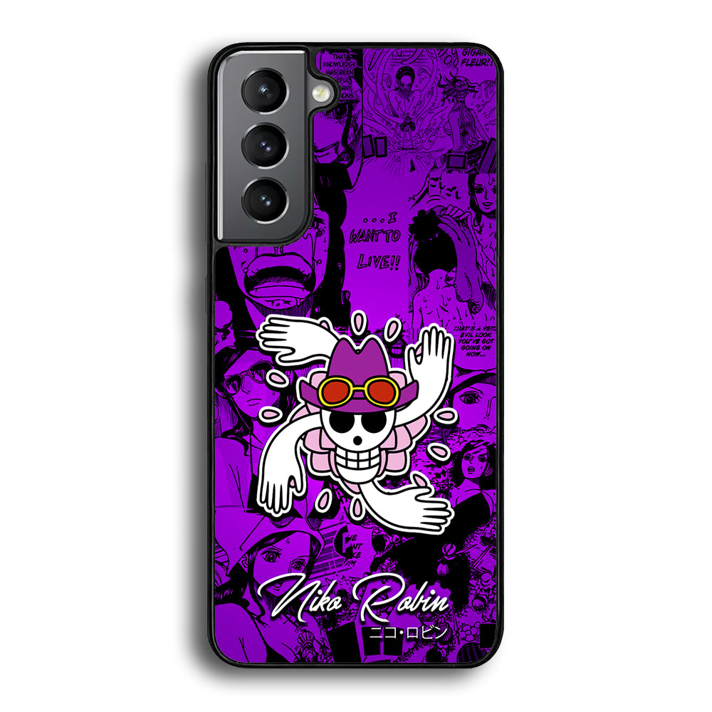 One Piece Robin Comic Samsung Galaxy S21 Case-Phone Case-Rubber Black (2D Case)-Altracase