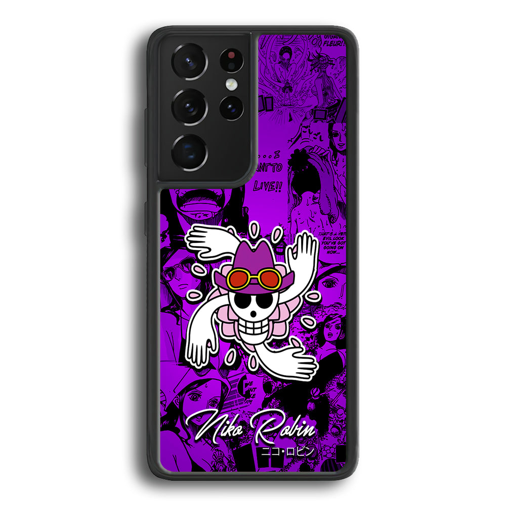 One Piece Robin Comic Samsung Galaxy S21 Ultra Case-Phone Case-Rubber Black (2D Case)-Altracase