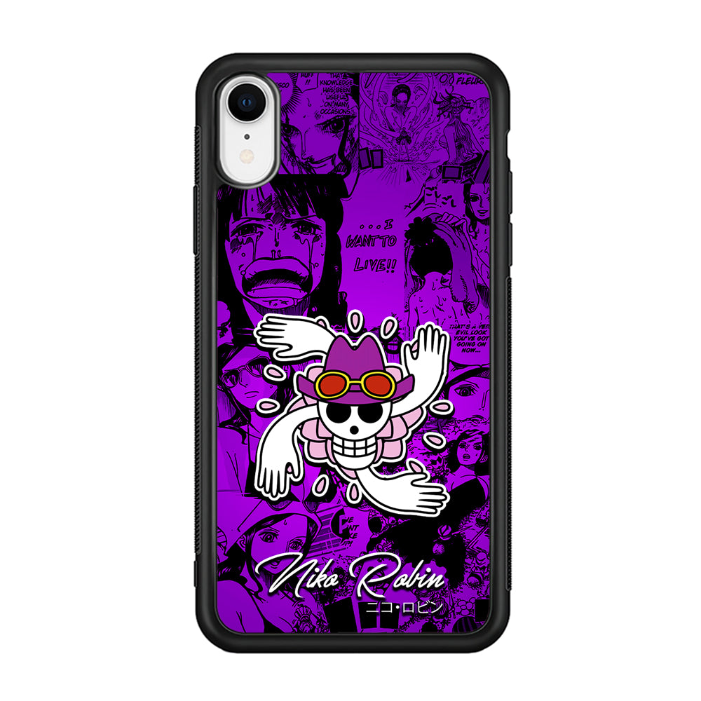 One Piece Robin Comic iPhone XR Case-Phone Case-Rubber Black (2D Case)-Altracase