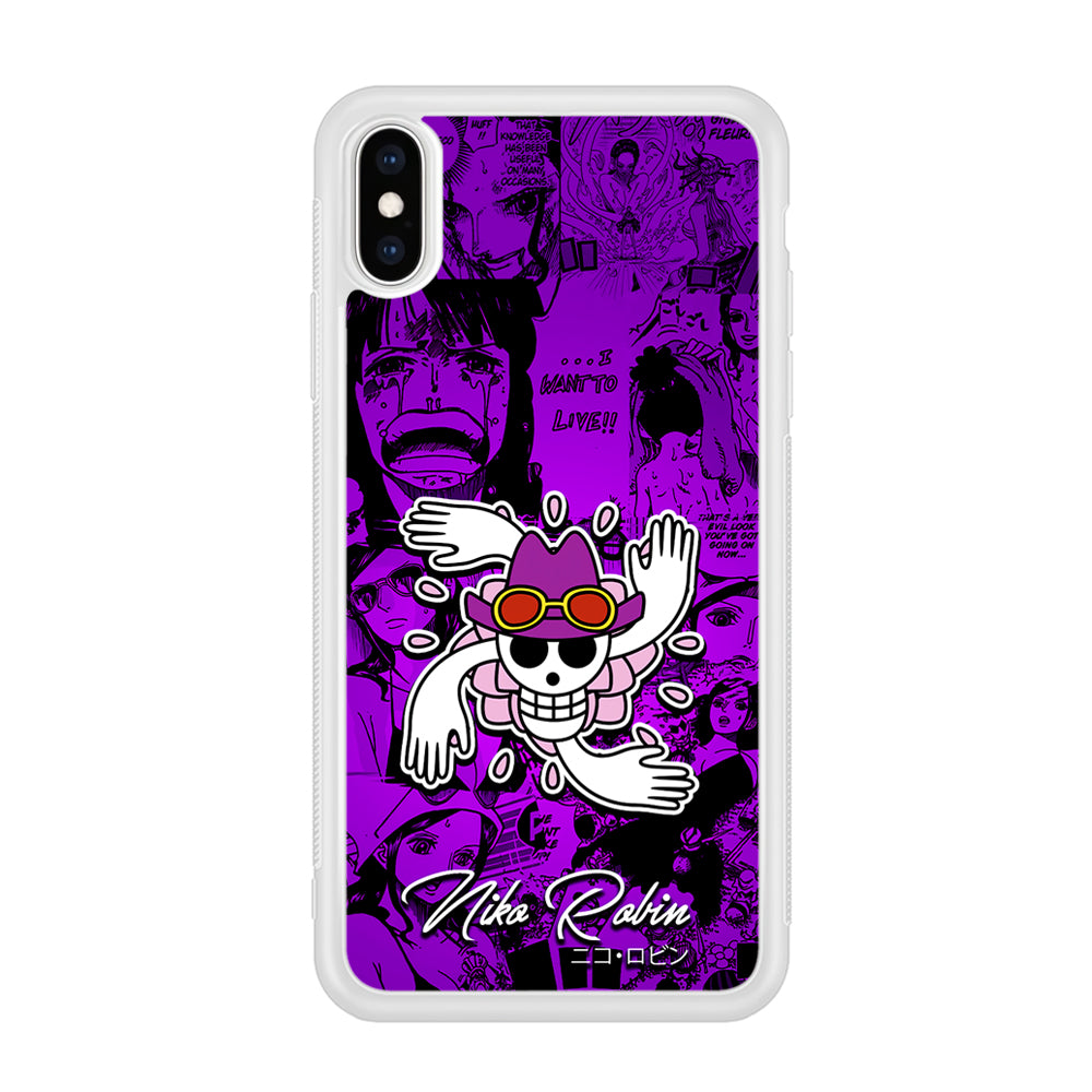 One Piece Robin Comic iPhone Xs Case-Phone Case-Rubber White (2D Case)-Altracase