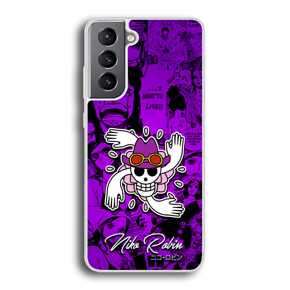 One Piece Robin Comic Samsung Galaxy S24 Case-Phone Case-Rubber White (2D Case)-Altracase