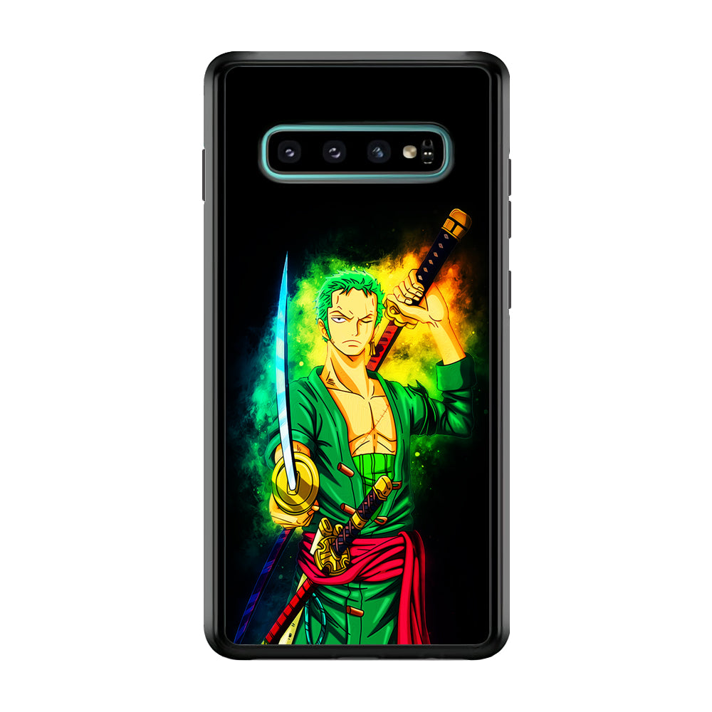 One Piece Roronoa Zoro Art Samsung Galaxy S10 Case-Phone Case-Rubber Black (2D Case)-Altracase