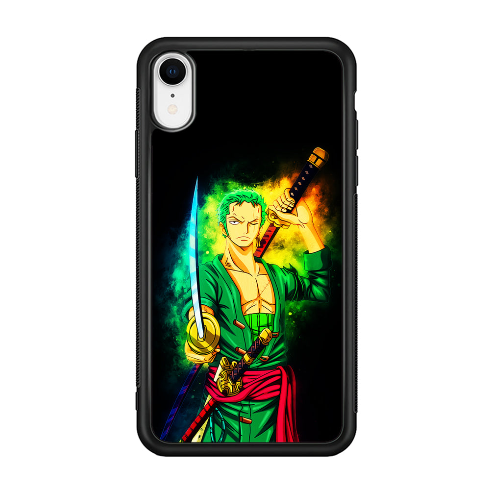One Piece Roronoa Zoro Art iPhone XR Case-Phone Case-Rubber Black (2D Case)-Altracase