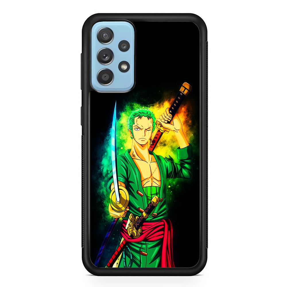 One Piece Roronoa Zoro Art Samsung Galaxy A72 Case-Phone Case-Rubber Black (2D Case)-Altracase