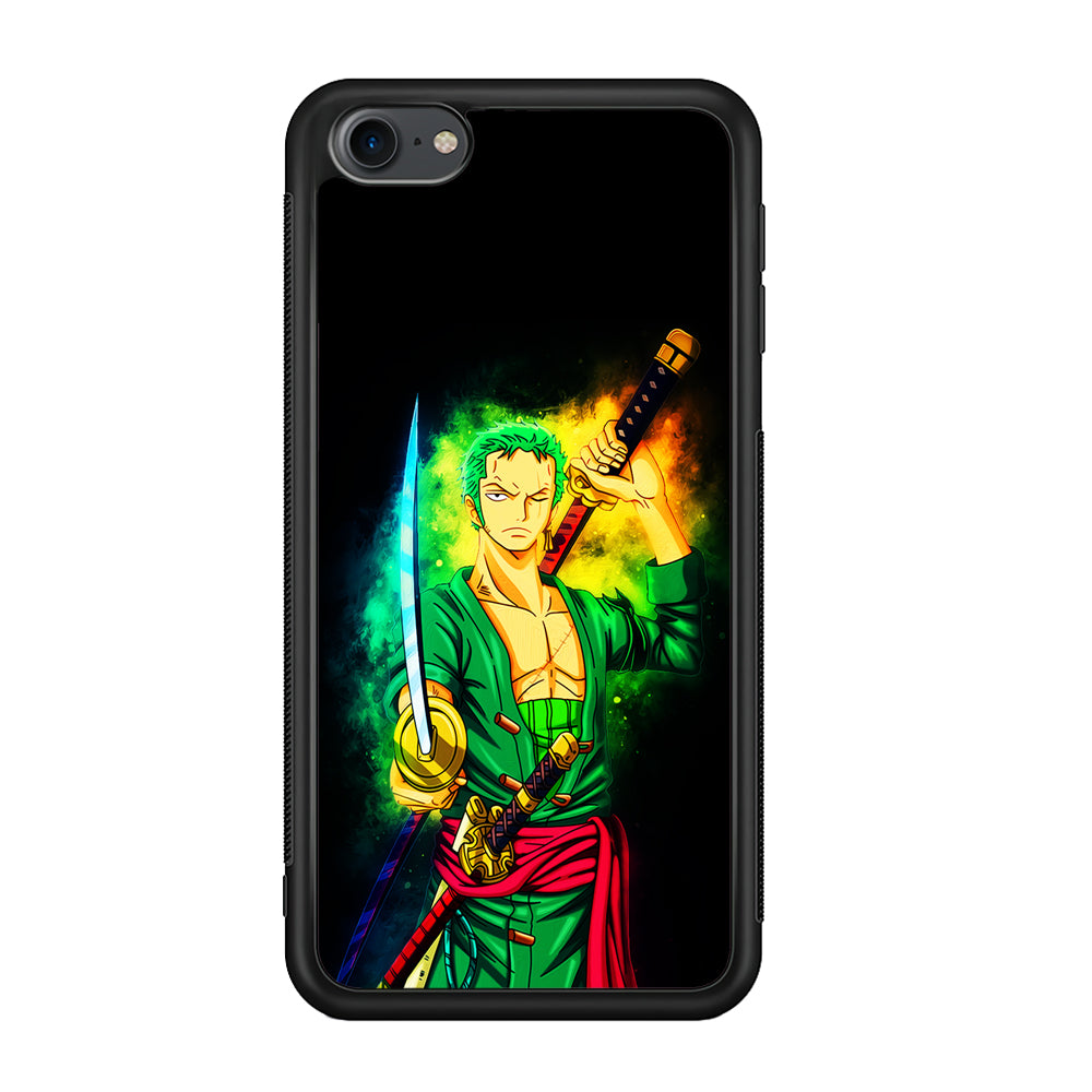 One Piece Roronoa Zoro Art iPod Touch 6 Case-Phone Case-Rubber White (2D Case)-Altracase