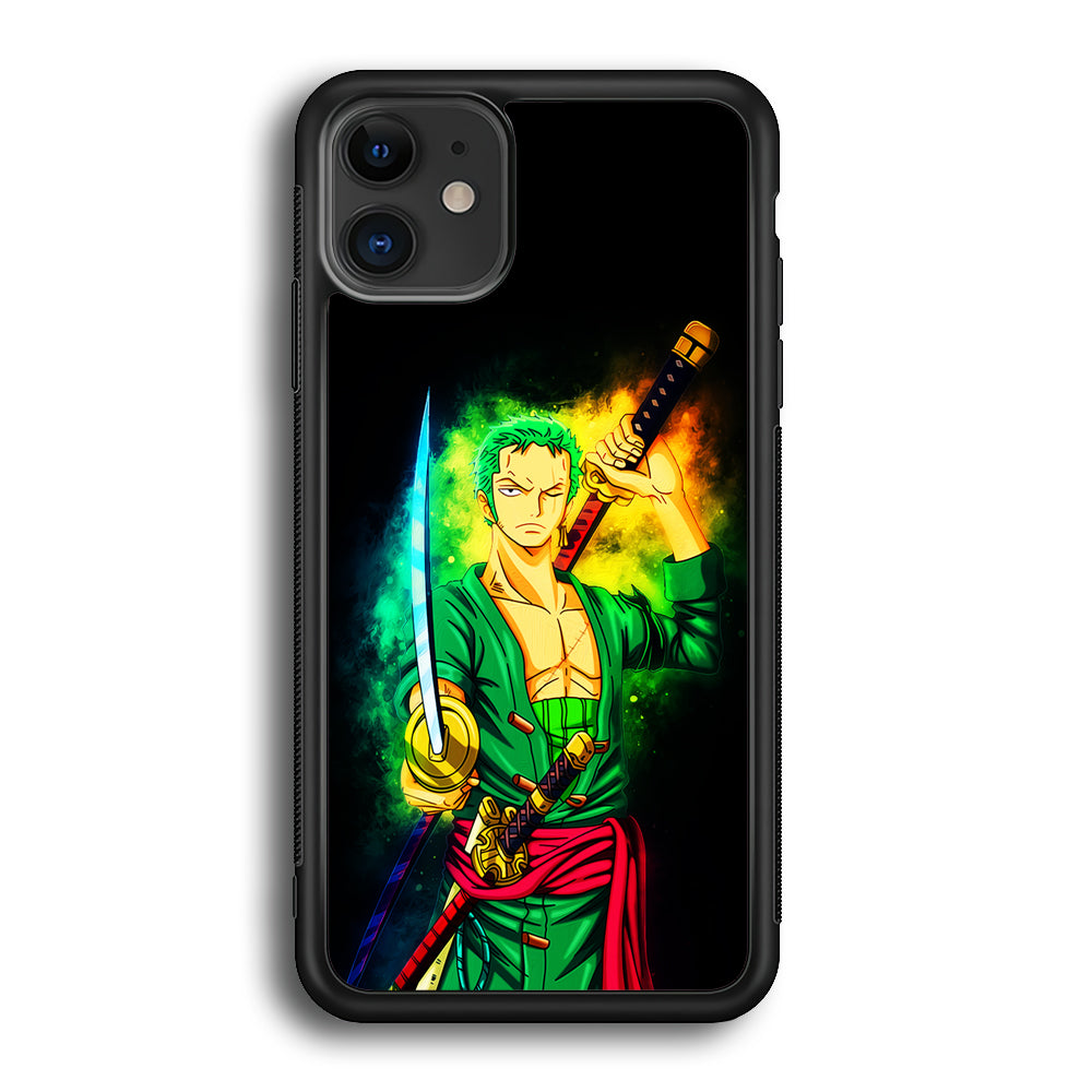 One Piece Roronoa Zoro Art iPhone 12 Mini Case-Phone Case-Rubber Black (2D Case)-Altracase