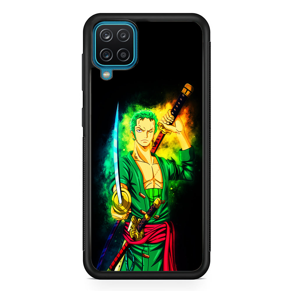 One Piece Roronoa Zoro Art Samsung Galaxy A12 Case-Phone Case-Rubber Black (2D Case)-Altracase