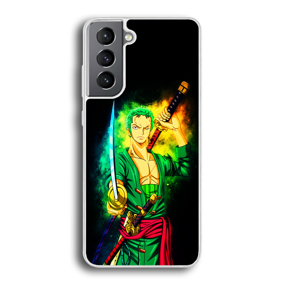 One Piece Roronoa Zoro Art Samsung Galaxy S23 Case-Phone Case-Rubber White (2D Case)-Altracase