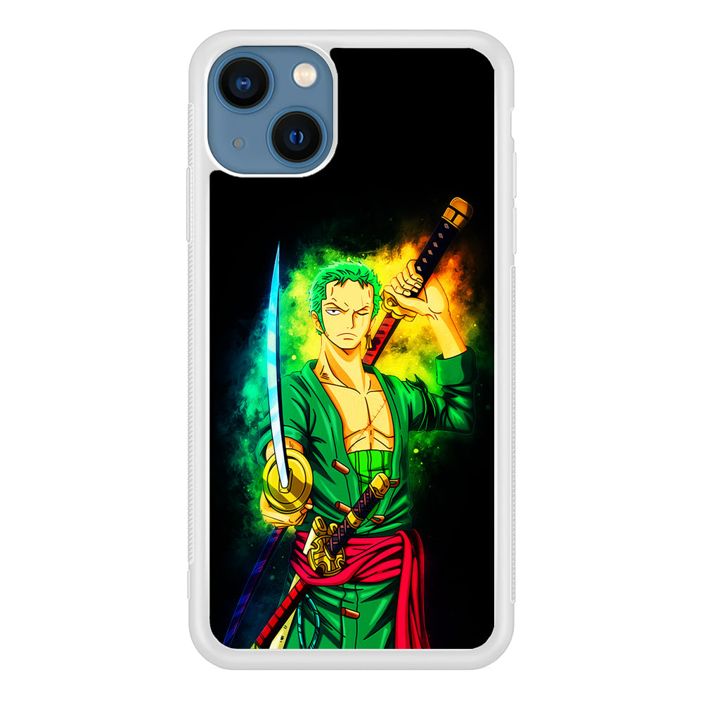 One Piece Roronoa Zoro Art iPhone 13 Mini Case-Phone Case-Rubber White (2D Case)-Altracase
