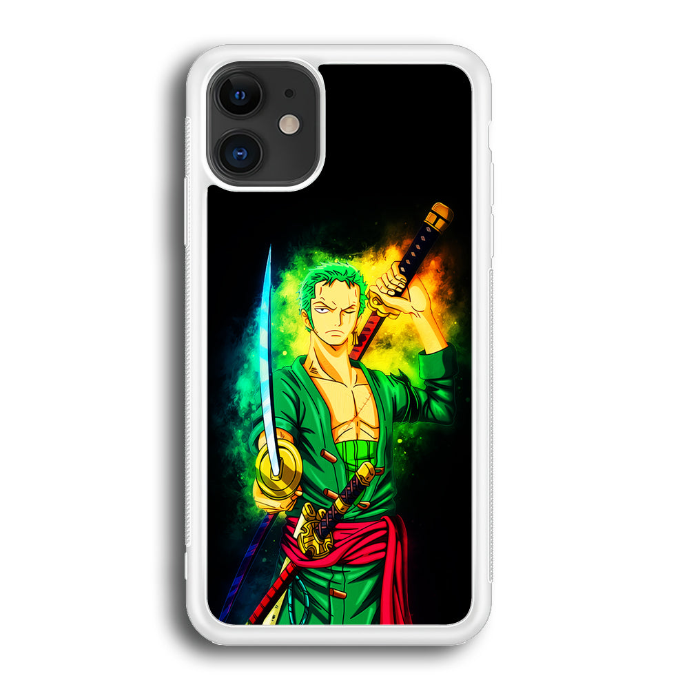 One Piece Roronoa Zoro Art iPhone 12 Mini Case-Phone Case-Rubber White (2D Case)-Altracase
