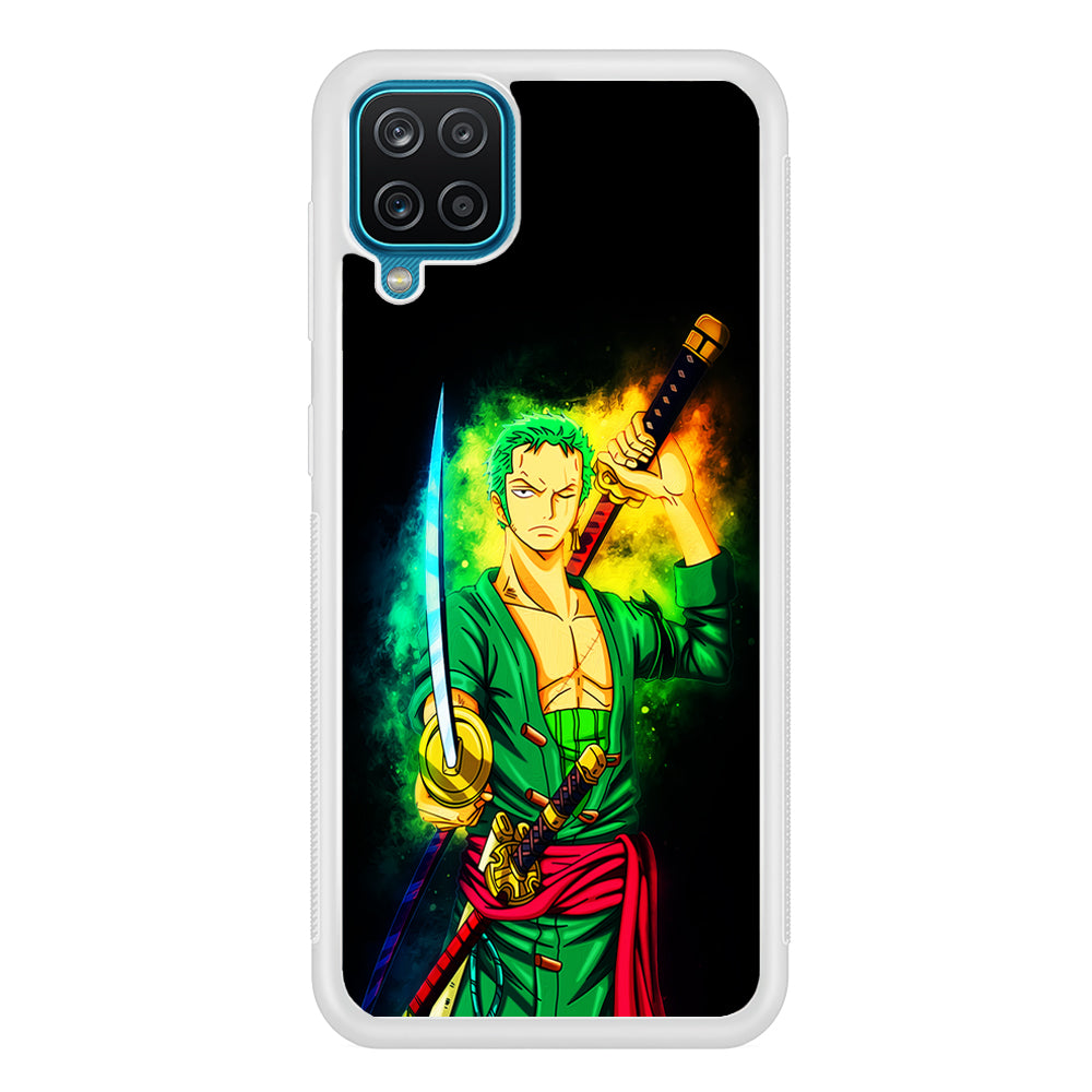 One Piece Roronoa Zoro Art Samsung Galaxy A12 Case-Phone Case-Rubber White (2D Case)-Altracase