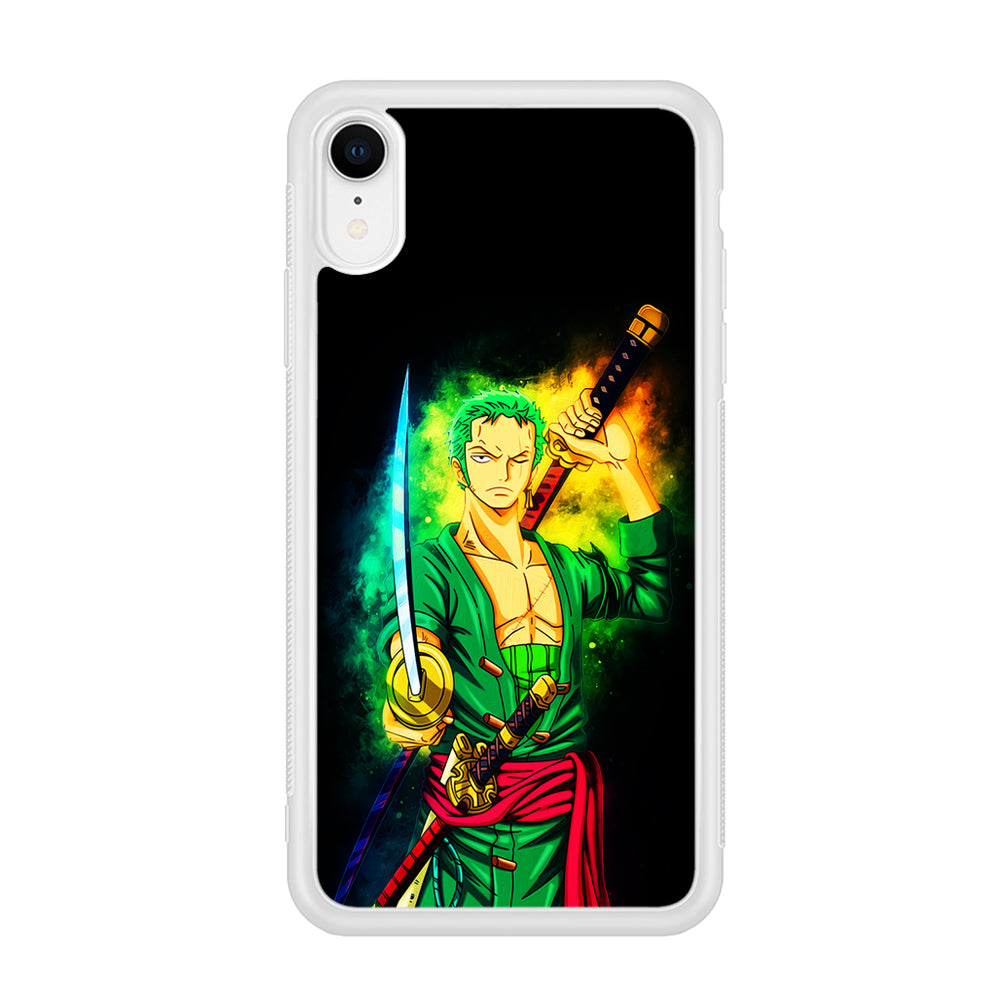 One Piece Roronoa Zoro Art iPhone XR Case-Phone Case-Rubber White (2D Case)-Altracase