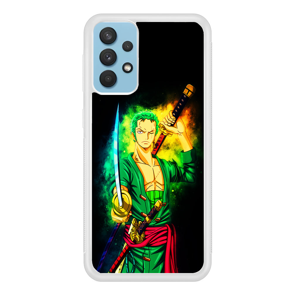 One Piece Roronoa Zoro Art Samsung Galaxy A32 Case-Phone Case-Rubber White (2D Case)-Altracase