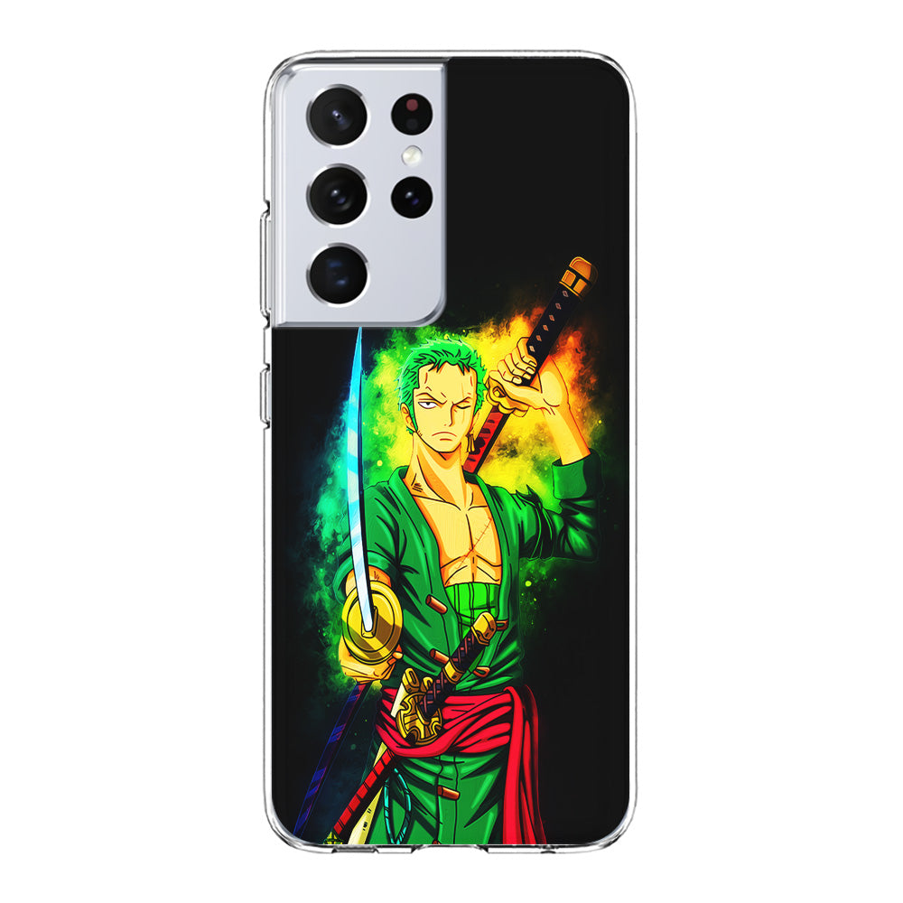 One Piece Roronoa Zoro Art Samsung Galaxy S21 Ultra Case-Phone Case-Clear Soft Case-Altracase