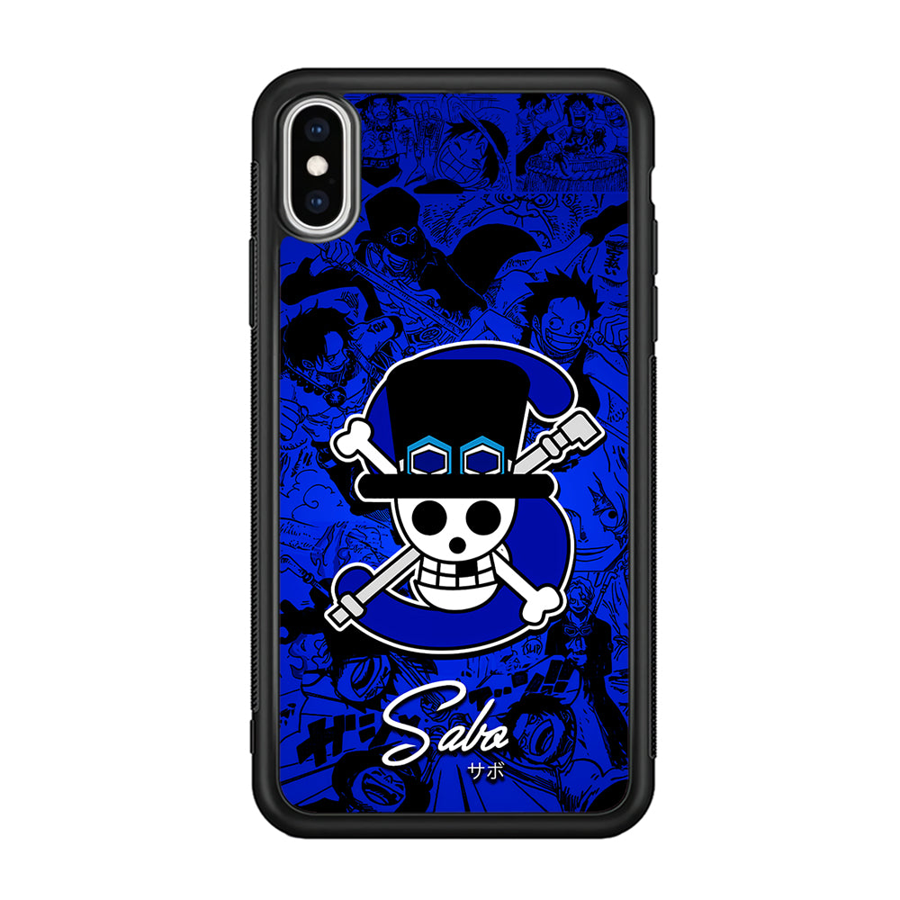 One Piece Sabo Logo Comic iPhone Xs Case-Phone Case-Rubber Black (2D Case)-Altracase