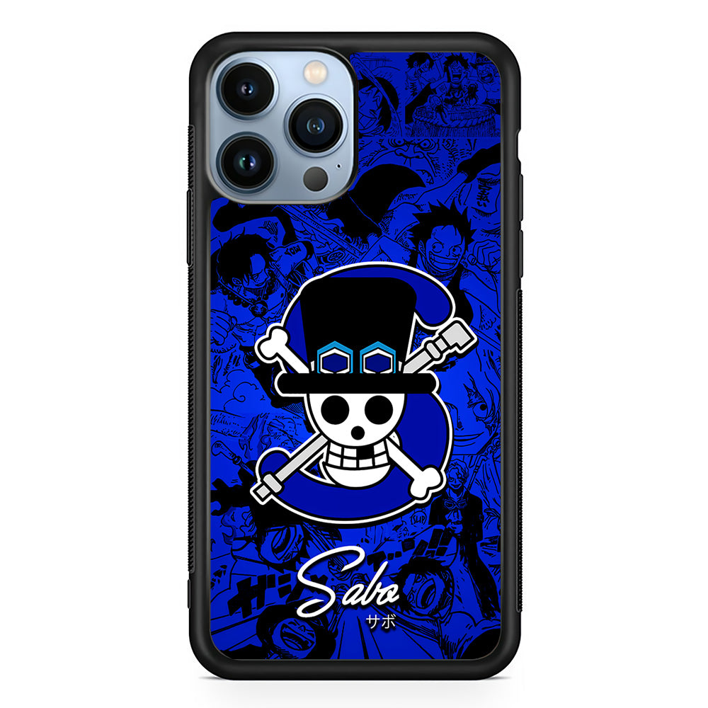 One Piece Sabo Logo Comic iPhone 15 Pro Max Case-Phone Case-Rubber Black (2D Case)-Altracase
