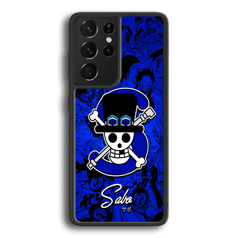 One Piece Sabo Logo Comic Samsung Galaxy S24 Ultra Case-Phone Case-Rubber Black (2D Case)-Altracase