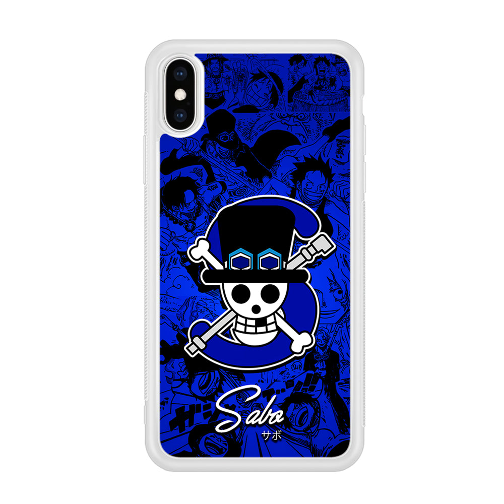 One Piece Sabo Logo Comic iPhone Xs Case-Phone Case-Rubber White (2D Case)-Altracase