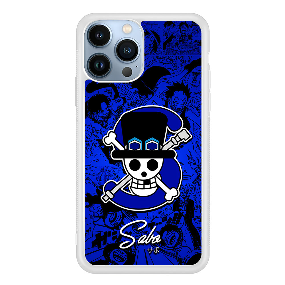 One Piece Sabo Logo Comic iPhone 15 Pro Case-Phone Case-Rubber White (2D Case)-Altracase