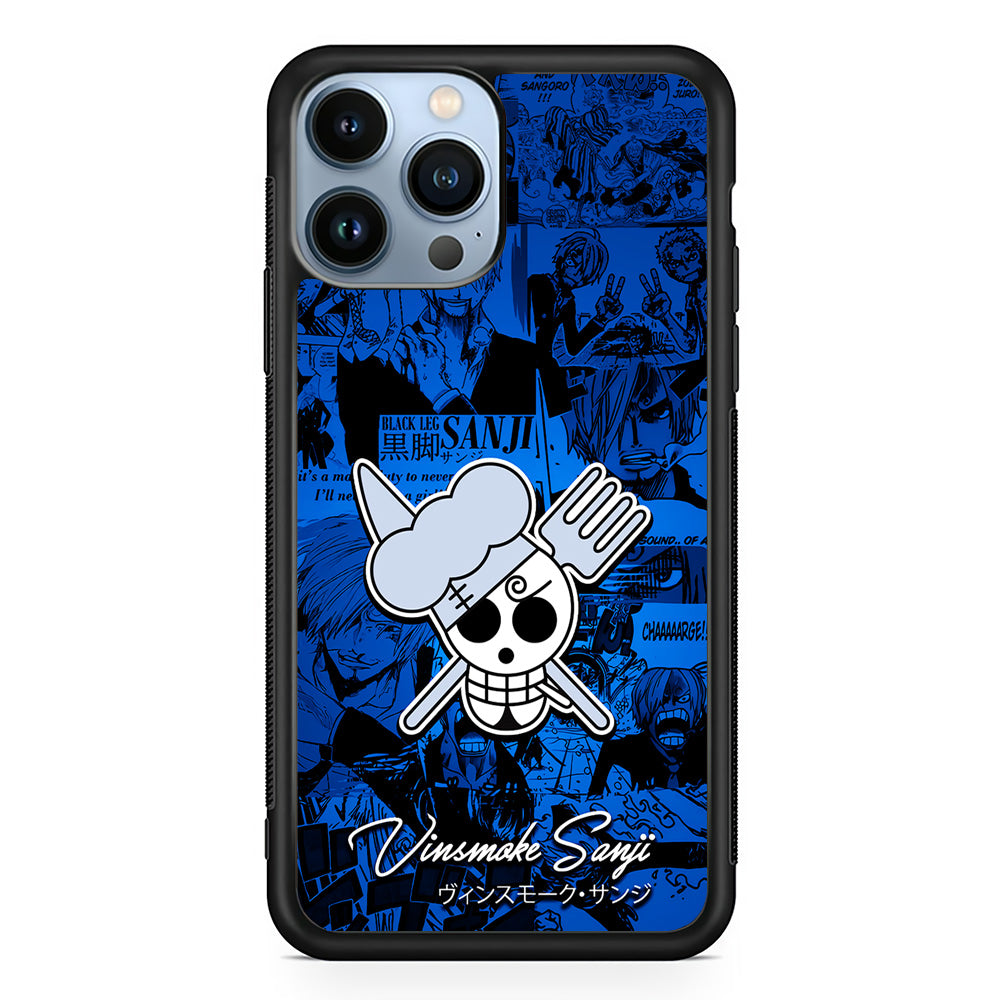 One Piece Sanji Logo Comic iPhone 15 Pro Max Case-Phone Case-Rubber Black (2D Case)-Altracase