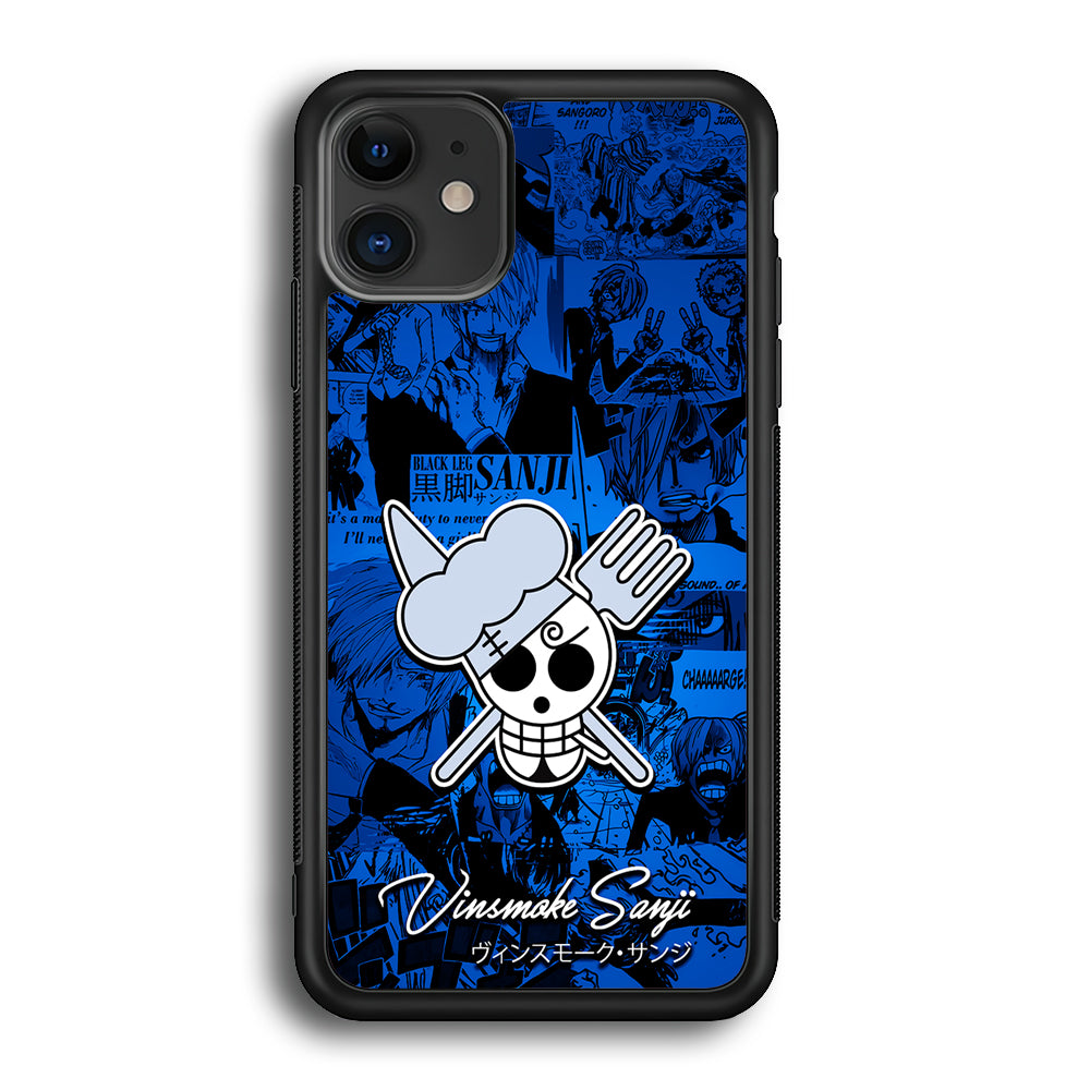 One Piece Sanji Logo Comic iPhone 12 Case-Phone Case-Rubber Black (2D Case)-Altracase