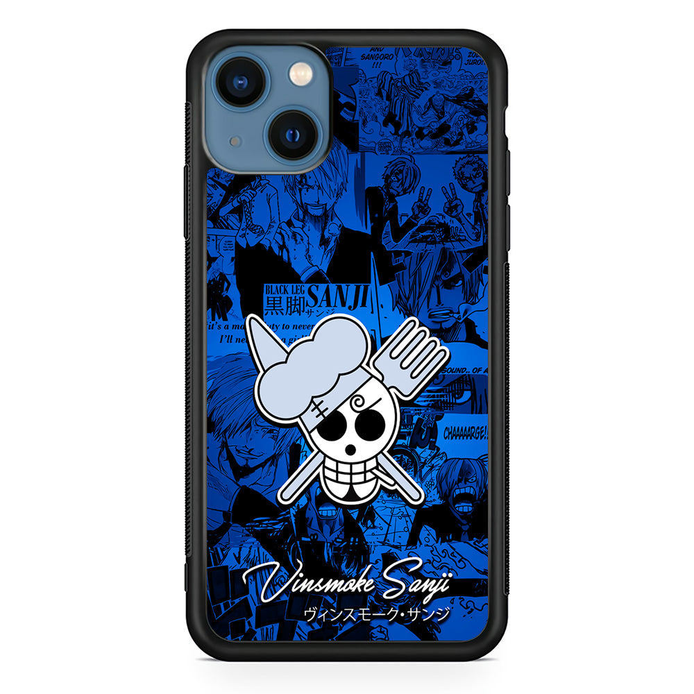 One Piece Sanji Logo Comic iPhone 14 Case-Phone Case-Rubber Black (2D Case)-Altracase