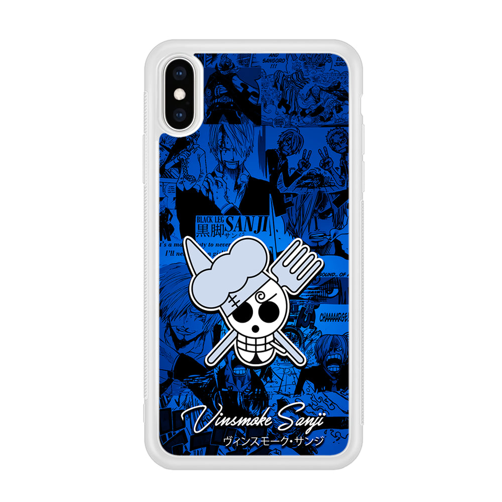 One Piece Sanji Logo Comic iPhone Xs Case-Phone Case-Rubber White (2D Case)-Altracase
