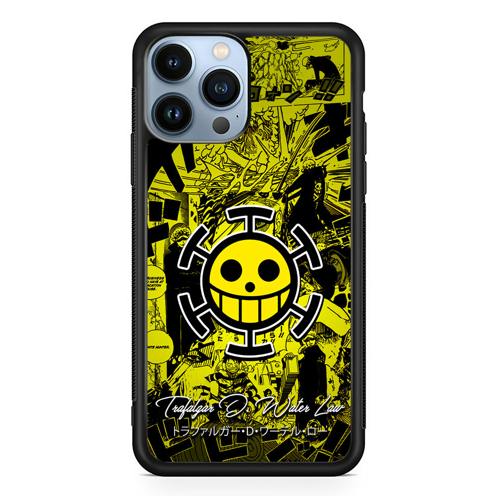 One Piece Trafalgar Law Comic iPhone 15 Pro Case-Phone Case-Rubber Black (2D Case)-Altracase