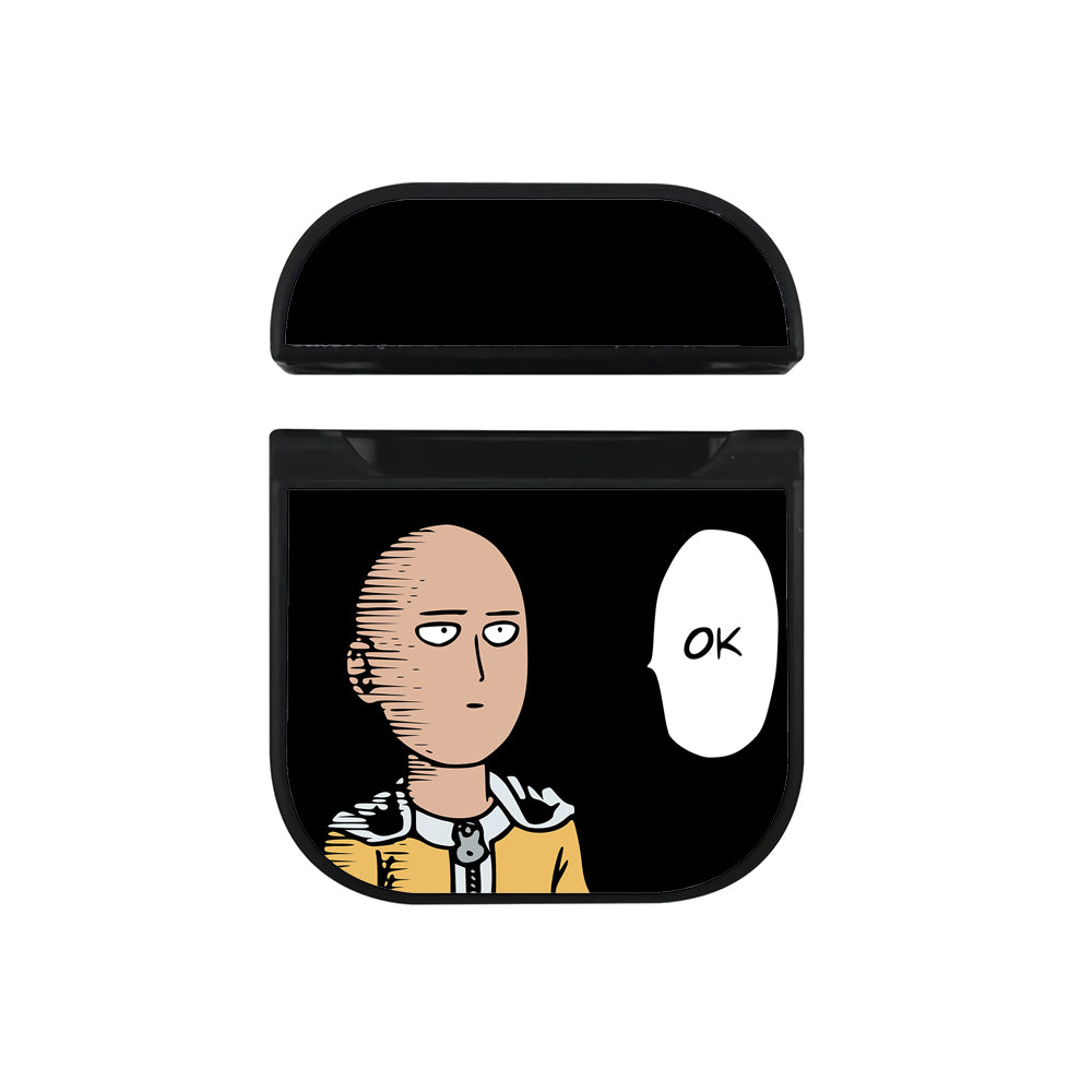 One Punch Man Saitama OK Hard Plastic Case Cover For Apple Airpods-AirPod Case-Black-Altracase