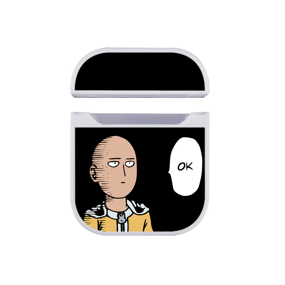 One Punch Man Saitama OK Hard Plastic Case Cover For Apple Airpods-AirPod Case-White-Altracase