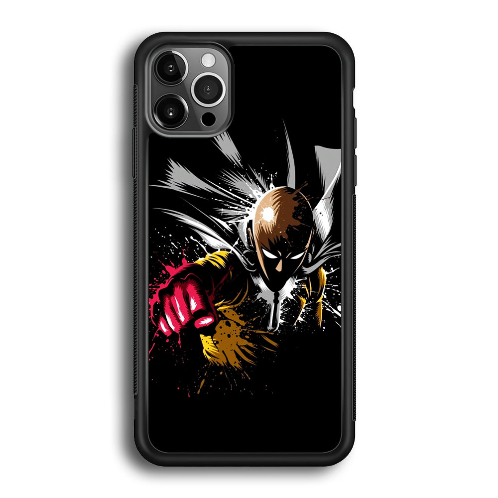One Punch Man Saitama Painting iPhone 12 Pro Max Case-Phone Case-Rubber Black (2D Case)-Altracase