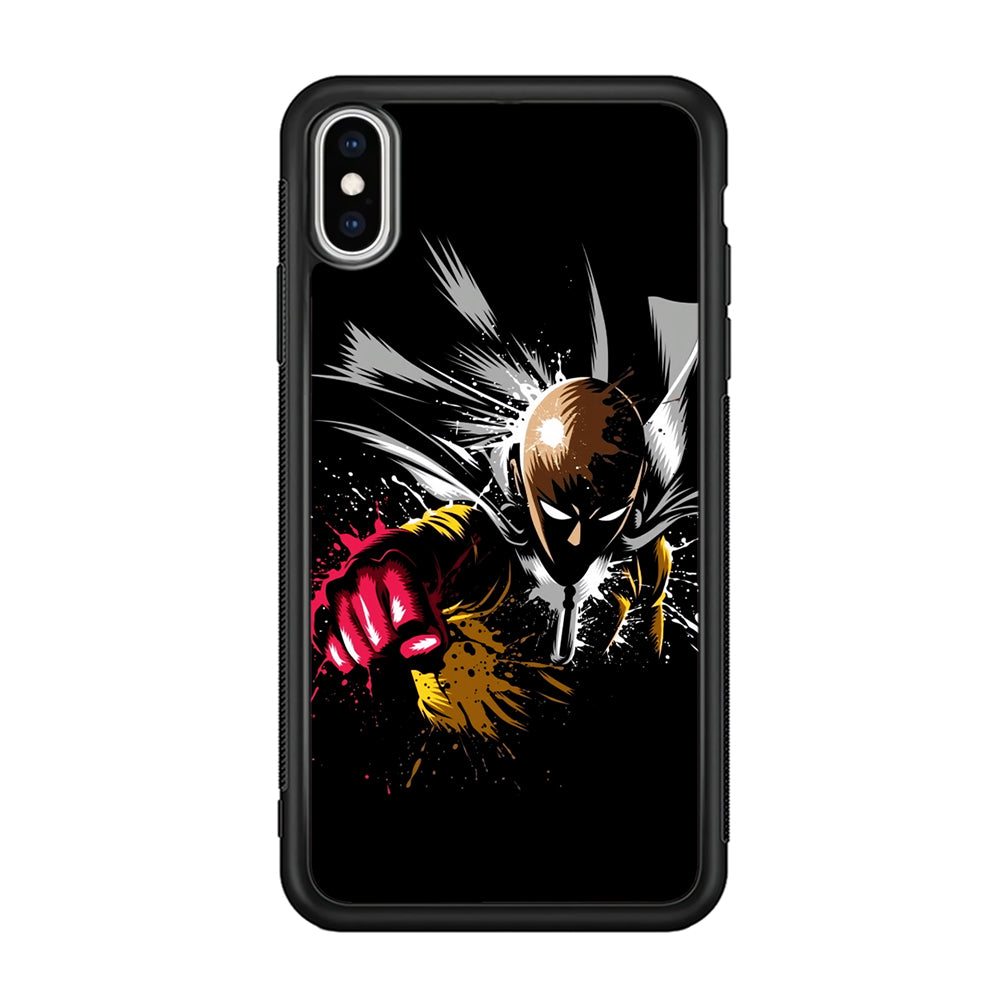 One Punch Man Saitama Painting iPhone Xs Case-Phone Case-Rubber Black (2D Case)-Altracase