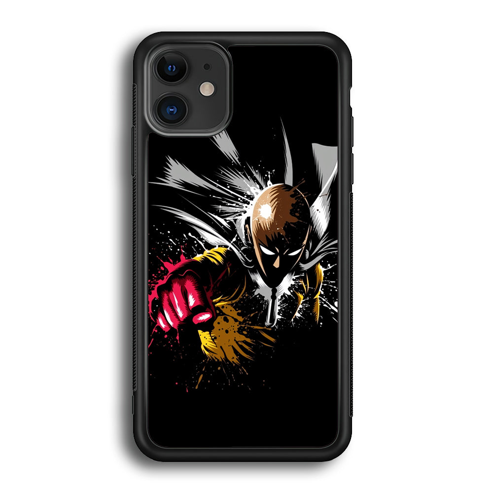 One Punch Man Saitama Painting iPhone 12 Mini Case-Phone Case-Rubber Black (2D Case)-Altracase