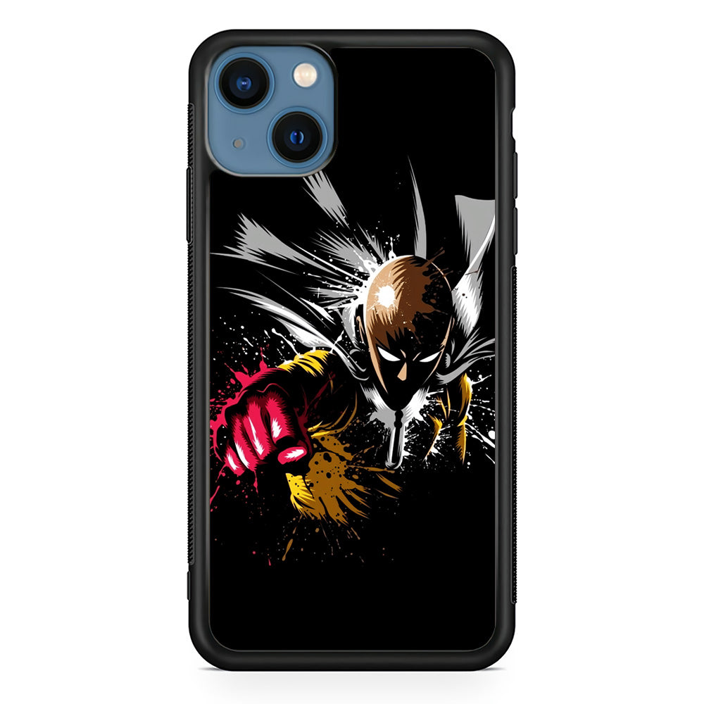 One Punch Man Saitama Painting iPhone 13 Mini Case-Phone Case-Rubber Black (2D Case)-Altracase