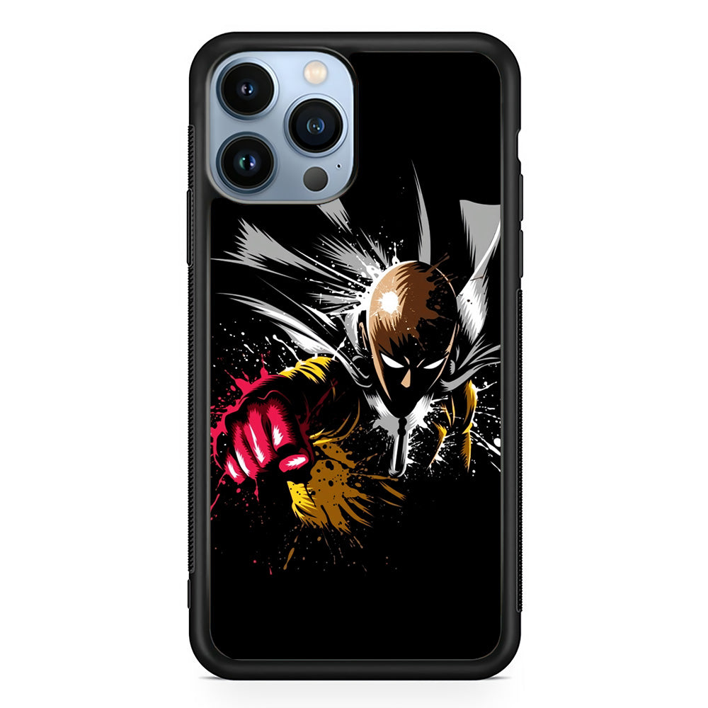 One Punch Man Saitama Painting iPhone 13 Pro Case-Phone Case-Rubber Black (2D Case)-Altracase