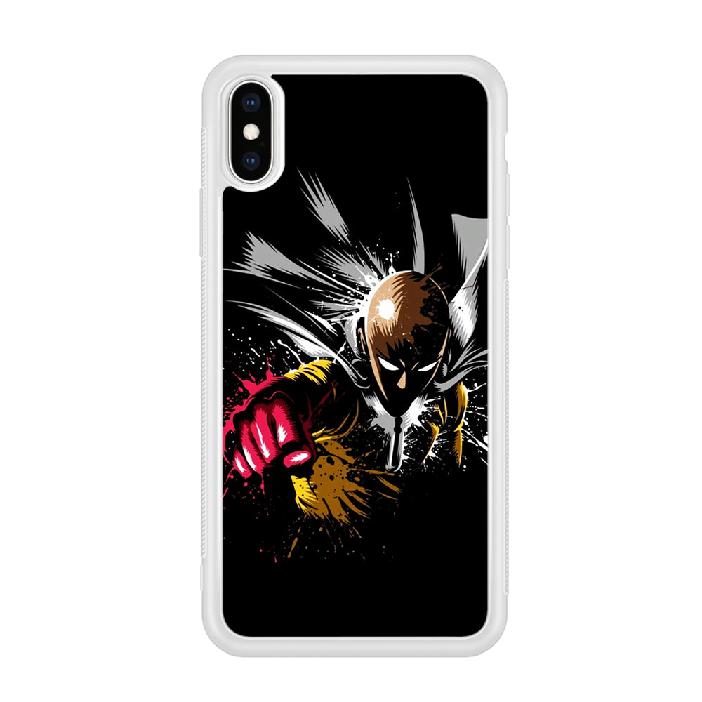 One Punch Man Saitama Painting iPhone Xs Case-Phone Case-Rubber White (2D Case)-Altracase