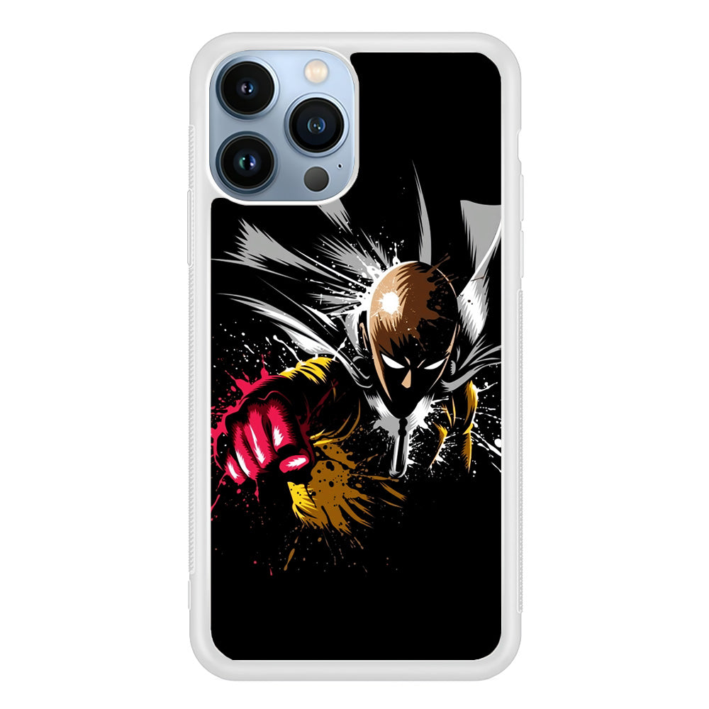 One Punch Man Saitama Painting iPhone 15 Pro Max Case-Phone Case-Rubber White (2D Case)-Altracase