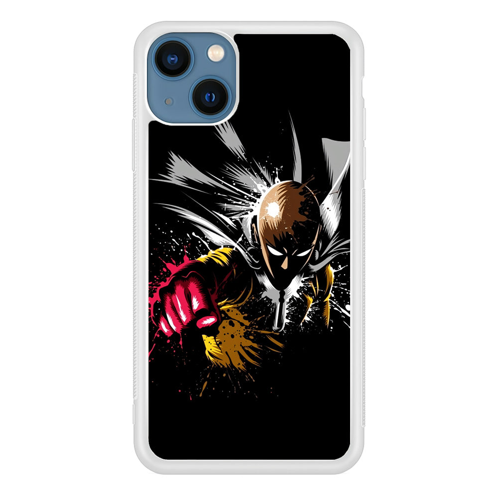 One Punch Man Saitama Painting iPhone 13 Mini Case-Phone Case-Rubber White (2D Case)-Altracase